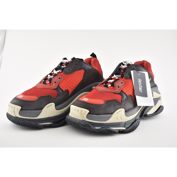 Balenciaga Triple S Black Red Bred Speed Flat Sneaker Trainer 39 Mens US 6 - Picture 9 of 12